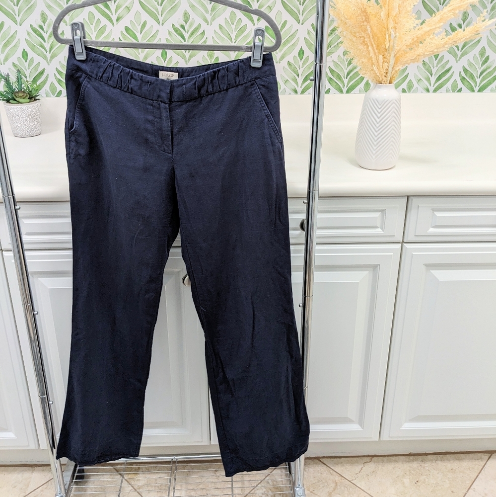 ⭐Navy Blue Linen J. Crew Factory Wide Leg pants size 6⭐